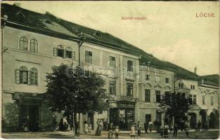 1909 Lőcse, Levoca; Körtér részlet, Szepes vármegyei közig. könyvnyomda, Braun Fülöp üzlete és saját kiadása / street view, publishing house, publishers shop (Rb)