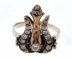 Aranyozott ezüst(Ag) gyűrű, jelzett, méret: 55, bruttó: 4,2 g