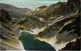 Tátra, Magas-Tátra, Vysoké Tatry; Felkai-völgy, kilátás a Lengyel-nyeregről, Fagyott-tó. Feitzinger Ede No. 964. 1905. / Velická dolina / valley, lake