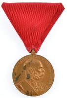 1898. Jubileumi Emlékérem Fegyveres Erő Számára / Signum memoriae (AVSTR) Br kitüntetés mellszalaggal T:1-,2 patina Hungary 1898. Commemorative Jubilee Medal for the Armed Forces Br decoration with ribbon C:AU,XF patina NMK 249.