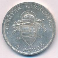 1938. 5P Ag "Szent István" T:1-,2 patina, ph, kis karc
Adamo P8.1