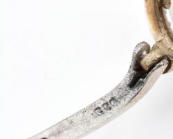 Ezüst(Ag) fülbevalópár opállal, jelzett, d: 1,5 cm, bruttó: 5,6 g