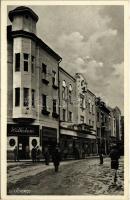 1934 Ungvár, Uzshorod, Uzhhorod, Uzhorod; Dr. Rasin utca, Kalkstein üzlete. Brody és Gottlieb kiadása / Ulice dra. Rasinova / street view, shops