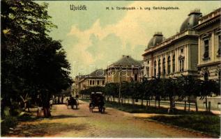 Újvidék, Novi Sad; M. kir. törvényszék / k. ung. Gerichtsgebäude / court, street view