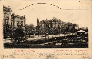 1902 Eszék, Osijek, Essegg; Kapucinska ulica / Kapucinus utca / street view (EK)