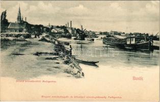 Eszék, Osijek, Essegg; Téli kikötő, uszályok. Divald műintézetéből. Magyar automatagyár- és kölcsönző részvénytársaság / winter port, barges