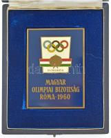 1960. "Magyar Olimpiai Bizottság Róma 1960" zománcozott bronz plakett, eredeti dísztokban ...