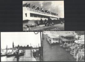 cca. 1970-80. Velence (Lido Filmszínház Palotája, Velencei gondolák, Velencei hajók, Ponte degli Scalzi, Rialto híd. 12,5x18cm (MTI Külföldi Képszolgálat)