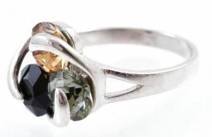 Ezüst(Ag) háromköves gyűrű, jelzett, méret: 51, bruttó: 3 g