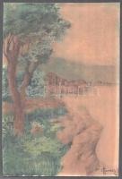Horváth I jelzéssel: Capri, 1907. Gouache, karton. 38x25,5 cm