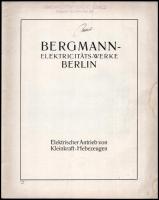 cca 1930-1940 Bergmann Elektricitäts-Werke AKtiengesellschaft Berlin. Elektrischer Antrieb von von K...