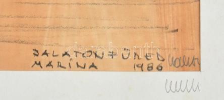 Kunt Ernő (1920-1994): Balaton, füredi öböl. Színezett nyomat, papír, jelzett, számozott (11/50). Pa...