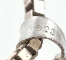 Ezüst(Ag) venezianer nyaklánc ametiszt függővel, jelzett, h: 36 cm, bruttó: 9,8 g