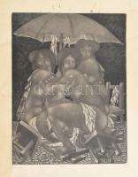 Tot, Amerigo (1909-1984): Artisták. Mezzotinto, papír, jelzett és datált (Tot 80),számozott (83/100). Foltos, hullámos, kisebb felületi sérüléssel. 40x30 cm