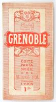 cca 1910 3 Grenoble térkép, szecessziós borítóban, az egyik nagyméretű kihajthatóm 43x32 cm