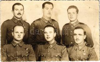 1940 Marosvásárhely, Targu Mures; "A székelyföldön való bevonulásunk emlékére a "Légió"" magyar katonák, hátoldalon nevekkel / entry of the Hungarian troops, group of soldiers. Soós Ilona fényképész photo + "1940 Marosvásárhely visszatért" So. Stpl. (EK)