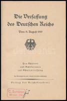 1929 Die Verfassung des Deutschen Reichs, A Német Birodalom alkotmánya, német nyelven, 64 p