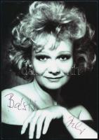 Básti Juli (1957-) színművésznő aláírása az őt ábrázoló fotón