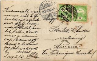 1917 Pozsony, Pressburg, Bratislava; cigiző és italozó osztrák-magyar katonák az asztalnál / WWI Aus...