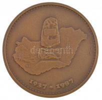 Pataky Béla (1932-) 1987. "50 éves a magyar olajbányászat" kétoldalas Br emlékérem (70mm) ...