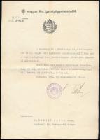 1941 Radocsay László igazságügy-miniszter aláírása kinevezési okmányon
