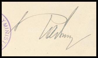 1941 Radocsay László igazságügy-miniszter aláírása kinevezési okmányon