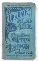 1921 Bacons Up to Date Atlas and Guide to London, térkép és útikalauz, vászon kötésben, 82 p