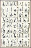 48 db régi kínai gyufacímke, katonák, főurak, urihölgyek