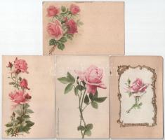 6 db RÉGI hosszú címzéses virágos képeslap / 6 pre-1905 flower postcards