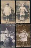 cca 1910 Gyerekek hulahoppkarikával, 4 db fotólap, 9×14 cm