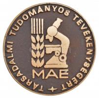 DN MAE - Társadalmi tudományos tevékenységért / Szocialista faluért kétoldalas bronz plakett eredeti tokban (80mm) T:1-