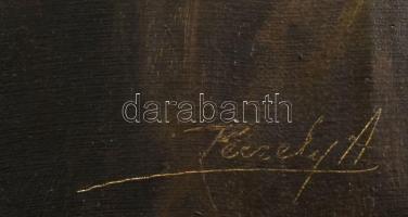 Péczely Antal (1891-1944): Pipázók. Olaj, vászon, jelzett. Dekoratív fakeretben, 40×50 cm