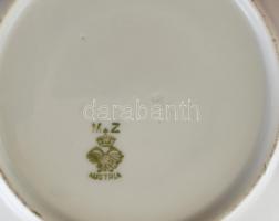 MZ Austria porcelán hiányos teás és mokkás készlet, matricás, hajszálrepedésekkel, kopásnyomokkal, j...