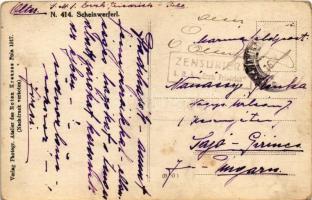 Scheinwerfer / WWI Austro-Hungarian Navy, K.u.K. Kriegsmarine, battleship at night with spotlight. V...