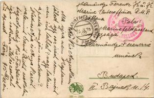 1915 Beschießung Venedigs. K.u.K. Kriegsmarine / WWI Austro-Hungarian Navy art postcard, Bombing of ...