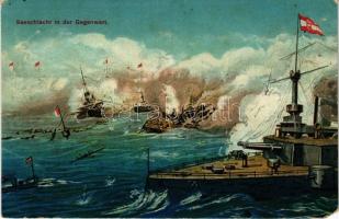 1917 Seeschlacht in der Gegenwart / WWI Austro-Hungarian Navy, K.u.K. Kriegsmarine art postcard, battleships. Druck und Verlag M. Schulz + K.u.K. Festungsartilleriebataillon Nr. 3. Ersatzkompagnie (EM)
