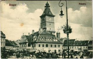 1928 Brassó, Kronstadt, Brasov; Tanácsház, piac, Kenyeres üzlete / Primaria / town hall, market, shop (EK)