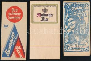 7 db különféle számolócédula (Francois és Littke pezsgő, Igmándi Keserűvíz, stb.), vegyes állapotban