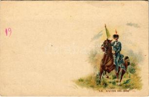 Le Guide del 1866. Cavalleggeri "Guide" 1904 / Italian military art postcard, cavalryman. litho (EK)