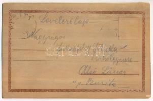 1901 Kerékpáros hölgy. Vékony fakéreg képeslap. Üdvözlet a gyümölcs kiállításból, Kassa / Lady on bi...