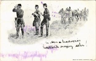 1899 (Vorläufer) Austro-Hungarian K.u.K. military art postcard, officers. Verlag v. Theyer & Hardtmuth (Wien) (fa)