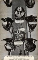 Coiffures Allemandes. Exposées dans la Salle dHonneur. Musée de lArmée. Campagne 1914-17 / WWI French military, captured German caps (EB)