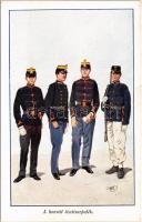 A honvéd tisztisarjadék. Honvédség története 1868-1918 / Austro-Hungarian K.u.K. military art postcard, uniforms s: Garay
