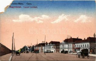 1924 Nagyvárad, Oradea; vasúti indóház, vasútállomás / railway station (EM)