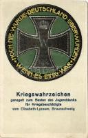 Kriegswahrzeichen genagelt zum Besten des Jugenddanks für Kriegsbeschädigte vom Elisabeth-Lyzeum, Braunschweig / WWI German military art postcard (EM)