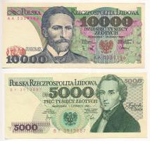 Lengyelország 1982. 5000Zl BY 3913887 + 1988. 10.000Zl AA 5339196 T:III  Poland 1982. 5000 Zloty BY 3913887 + 1988. 10.000 Zloty AA 5339196 C:F  Krause P#150a,151b