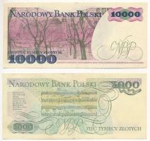 Lengyelország 1982. 5000Zl "BY 3913887" + 1988. 10.000Zl "AA 5339196" T:III 
Po...