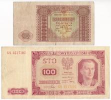 Lengyelország 1946. 10Zl + 1948. 100Zl "GS 8517102" T:III- az egyik ragasztva  Poland 1946. 10 Zloty + 1948. 100 Zloty "GS 8517102" C:VG one of them is taped  Krause P#126,139