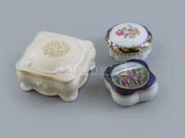 3db porcelán bonbonier, jelzettek (Thomas Ivory stb.) Kopásnyomokkal. D: 6-9cm