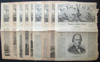 1871 Über land und Meer újság 9 db címlapja újságszignettákkal és szép metszekkel/ 9 Covers of the ÜLM magazin with signettas and nice engravings